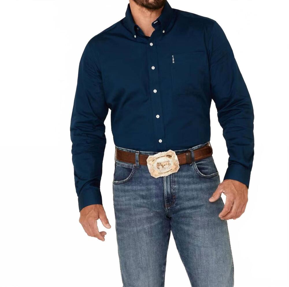 NEW CINCH modern fit long sleeve button-down shirt in blue